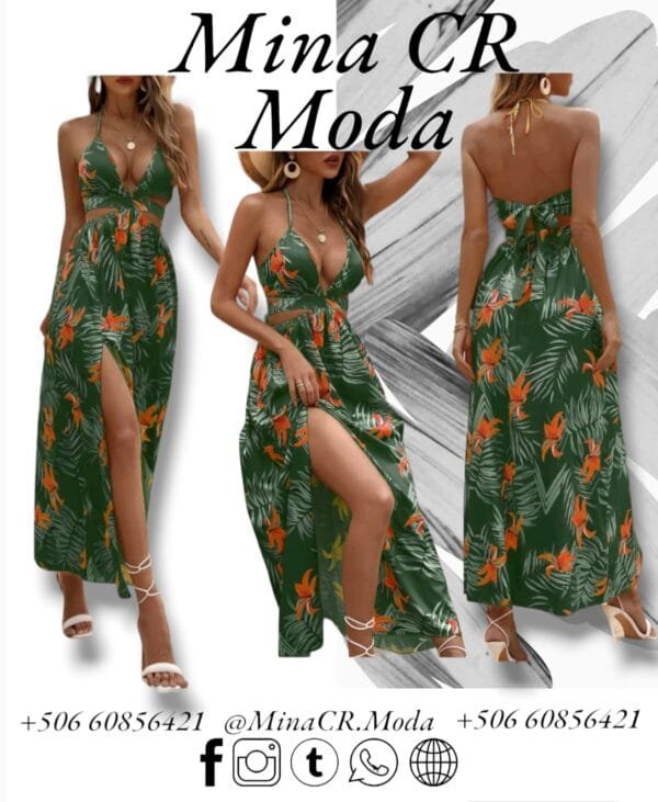 Vestido Flores - Vestido Largo - Mujer Verde